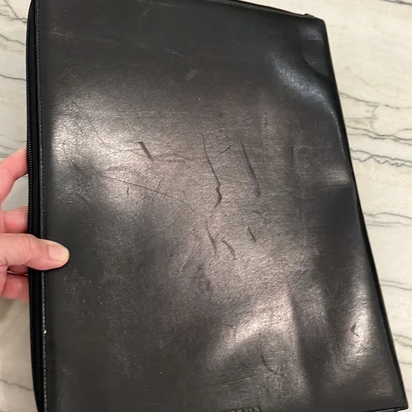 Vintage Authentic PRADA Black Leather Document Holder w/ Zipper - Picture 5 of 16